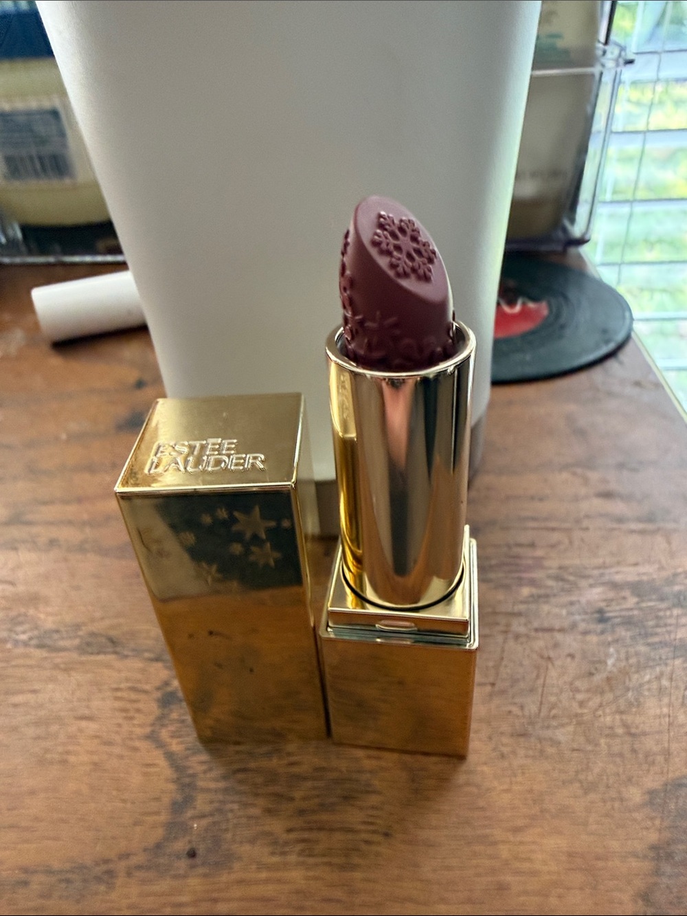Estee Lauder Floral-Embossed Mauve Lipstick